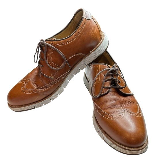 Johnston Murphy Martell Wingtip Dress Shoes Camel Tan Sheepskin Leather Mens 9.5 main image 6